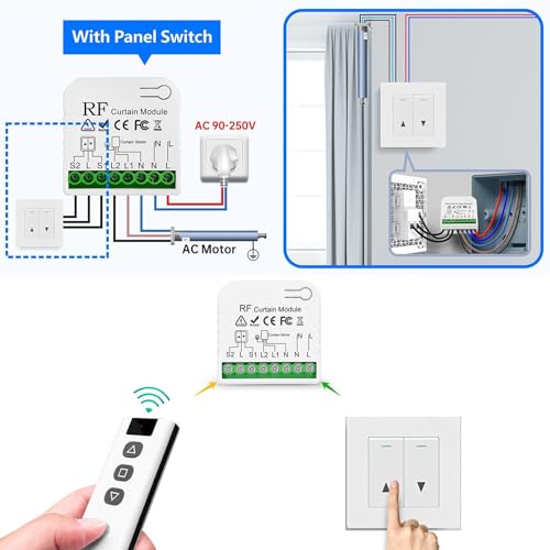 Tedeligo Funk Rolladensteuerung Nachrüstset, Funk Schalter für Rolladen Jalousien Markisen Bestehend leichte Montage, Bis 100m Reichweite, 2200W Weiß