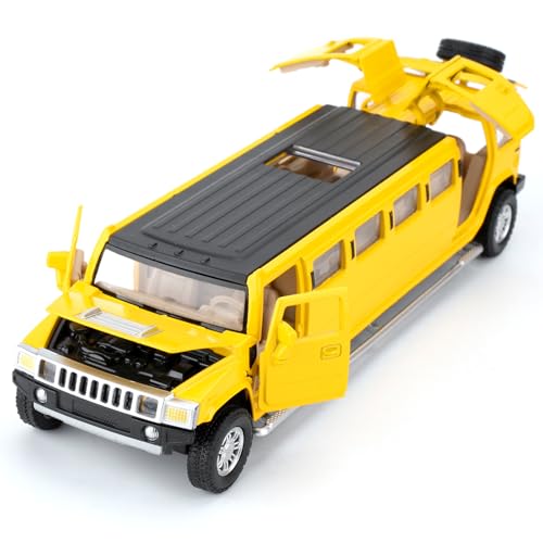 BGHSCA Hummer H2 Modèle de voiture 1/32, jouet de voiture Diecast avec son et lumière, en alliage extensible, pour adultes, enfants, garçons et filles (jaune)