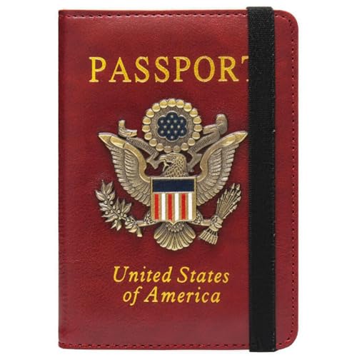Paxilio RFID Passport Holder for Travel Leather Passport Cover RFID Blocking Slim Durable Passport Wallet Organizer for Men Women Travel-Friendly Case (Red)