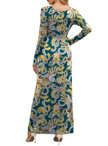 Image of DEARCASE Women's Maxi Dress Long Sleeve Crewneck Empire Waist Long Dresses