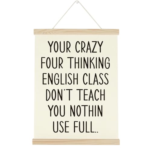 WINGTECA Funny English Classroom Wall Art Poster, 16x12Inches, Canvas Print, Classroom & Kids Room