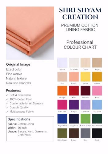 Image of Unstitched Cotton Astar /Lining /Cloth /Kapda Running into Meters for Suit,Sherwani,Kurti,Blouse /Choli,lehanga & Dress Materials(Available in 2,4,6 Meters Variation) (Peach, 4 Meter)