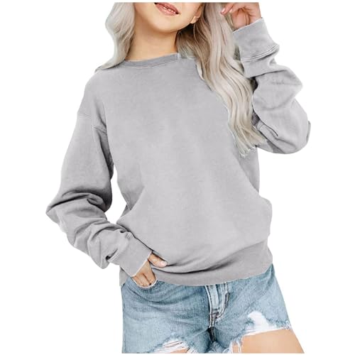 Girls Long Sleeve Shirts Crewneck Sweatshirt Oversized Pullover Cute Sweaters for Teens Trendy Preppy Kids Clothes