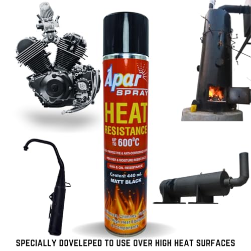 Image of APAR High Heat Resistant Spray Paint MATT BLACK (upto 600C) -440 ml, For silencer, boiler,chimneys etc (HR Matt Black)