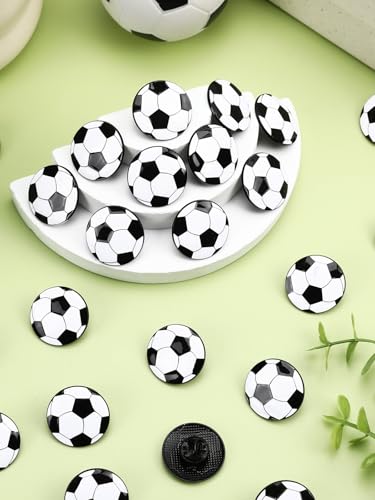 Image of JUNEBRUSHS 28pcs Soccer Ball Enamel Pins, Sports Lapel Pins for Soccer Lovers Party Birthday Themed Party Decorations Supplies Favors Backpack Hat Decor Accessories