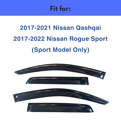 Image of IG Window Visors Fit for 2017-2022 Nissan Rogue Sport, Out-Channel Rain Guards Vent Wind Deflectors 4PC, Car Accessories for 17-21 Nissan Qashqai (Sport Model Only)