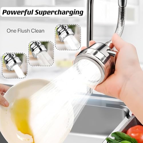 Image of 360 Degree Rotating Water-Saving Sprinkler, Faucet Aerator for Easy Clean Sink Water Saving Extension Jet Stream Spray Setting Faucet Splash-Proof Filter Extender Sprayer, Bathroom (6 Inch)