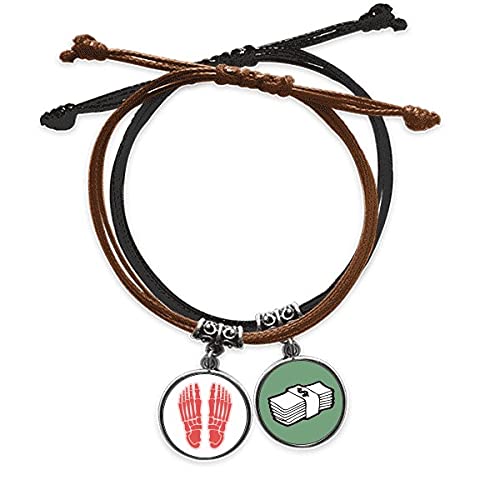 Pulsera de hueso de pie cuero cuerda mano cadena para coleccionistas de anatomía humana