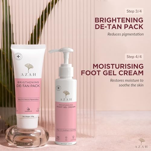 Image of Azah Foot Glow Kit Pedicure Kit for Women for Foot | 2% Salicylic Acid | Foot Scrubber for Dead Skin | Cleanse & Hydrate | Foot De-Tan Cream | Foot Cream for Cracked Heels | Feet Dead Skin Remover