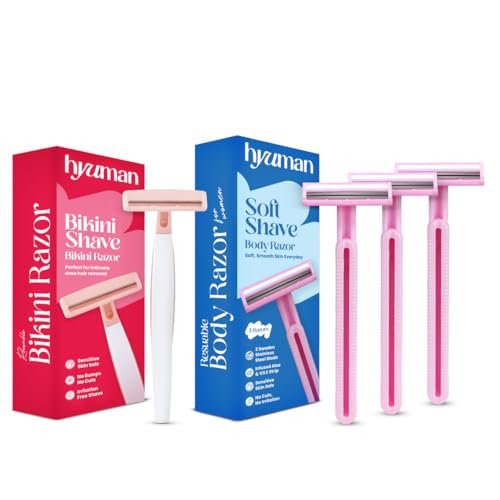 Image of Hyuman Bikini Razor + Softshave Razor Pack of 3 Combo for Women | Gentle & Smooth Shaving Kit (Set of 2)