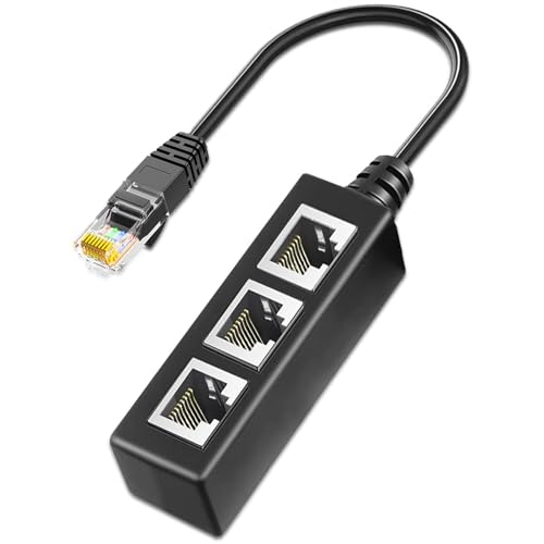 Image of RJ45 Ethernet Splitter Cable, RJ45 Y Splitter Adapter 1 to 3 Port Ethernet Switch Adapter Cable for CAT 5 / CAT 6 LAN Socket Connector Cat5 Cat6 Cable