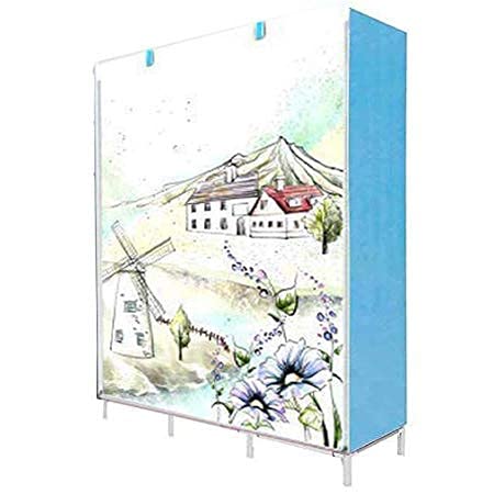 Image of 6+2 Shelves Fancy and Foldable Collapsible Closet Cabinet Cloth Rack Printed Wardrobe 88206 (Standard, Blue) Storage Unit
