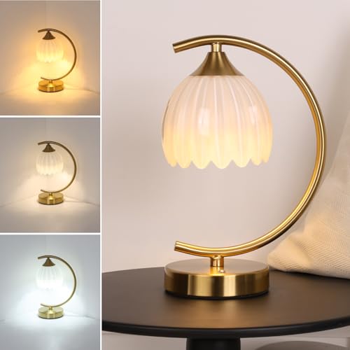 Image of Shenmoyl Tulip Table Lamp, 5200mAh Cordless Touch Control Table Lamp with 3 Color Temps & Stepless Dimming, Rechargeable Battery Table Lamp for Living Room, Bedroom, Office, Shelf (White Tulip)