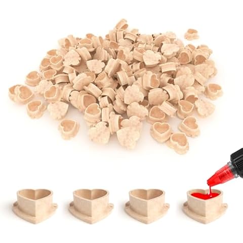 EZ Tattoo Ink Cups - 200pcs Heart Shaped Spliceable Tattoo Ink Caps Biodegradable Disposable ECO-Friendly Pigment Holder Ink Caps for Tattooing Tattoo Supplies Cover