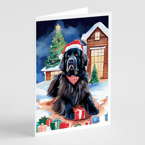 Caroline's Treasures DAC3534GCA7P Newfoundland Christmas Greeting Cards Pack of 8 Blank Cards with Envelopes Whimsical A7 Size 5x7 Blank Note Cards