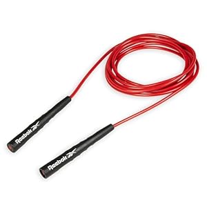Reebok Jump Rope for Cardio Workout (Red), Adjustable 9 ft Jumping Rope with Aerodynamic Handles, Exercise Equipment for Home Gym, HIIT, MMA, Boxing or Fitness, Speed Rope for Adults, Teens & Kids