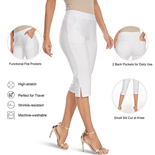 Image of Ginasy Capri Pants for Women Casual Summer Dressy Pull On Stretch High Waisted Crop Work Leggings with Pockets