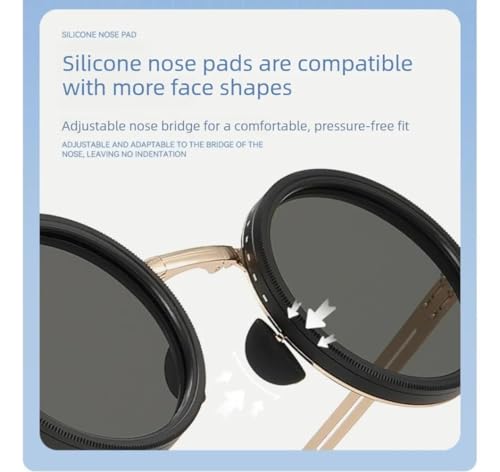 Image of CBEX Adjustable Tint Round Sunglasses for Unisex, 1-9 Gear Adjustable Polarization with ND Filter Stylish Sunglasses