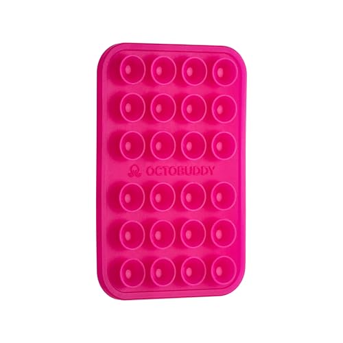 Image of OCTOBUDDY Classic - Silicone Suction Phone Case Adhesive Mount - Hands-Free, Strong Grip Holder for Selfies & Videos - iPhone & Android Compatible - 2.25″ x 3.25″, Hot Pink