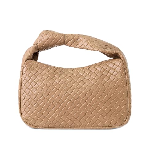 PHILOMENA Bolsas Hobo femininas de couro com alça de nó e zíper Bolinho de Massa para noite, Amêndoa