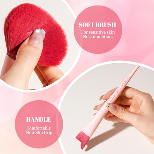 Image of BS-MALL Makeup Brush Set 18 Pcs Premium Synthetic Foundation Powder Concealers Eye shadows Blush Makeup Brushes with black case (Pink Red)