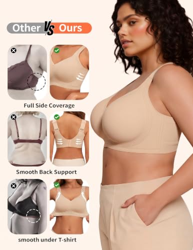 Image of PoseFree Jelly Bras for Women No Underwire, Supportive Wireless Comfort Bra, Full Coverage Back Smoothing Bra