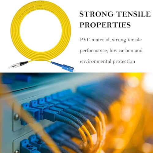 Image of Madhabi 3M SC to FC Singlemode Fiber Optic Patch Cord - Simplex 9 /125m Jumper Cable with Yellow Jacket, High-Speed Data Transmission and Internet Connectivity for Network, Router and Telecom Devices