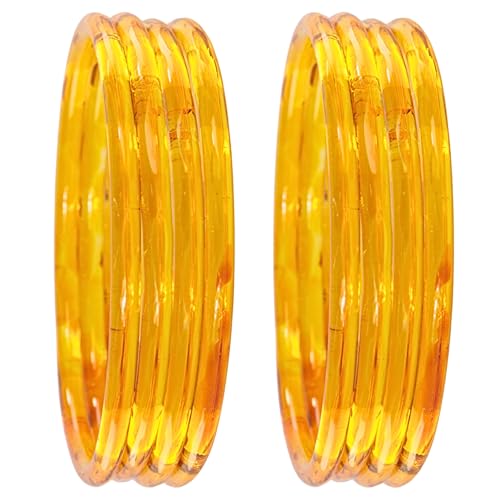Image of ZULKA Designer Plain Glossy Glass Kada Set For Women & Girls With Diamond Cut Design | Fancy Designer Glass Bangles | Traditional Chudi | Kanch Ki Churi | Stylish Glass Kada For Wedding - Set Of 8