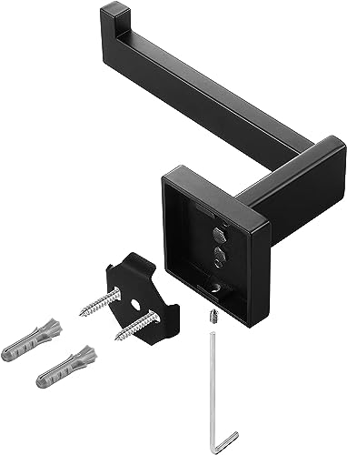 HITSLAM Toilettenpapierhalter Schwarz Matt mit Bohren Edelstahl 304 Klopapierhalter für Küche und Badzimmer Toilette Toilettenpapier Quadrat WC Papier Halterung Rostfrei Klopapierhalter