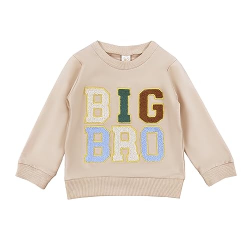 Ayalinggo Toddler Baby Boy Girl Matching Clothes Big Sis Bro Crewneck Sweatshirt Oversized Sweater Outfits (US, Age, 4 Years, 5 Years, Beige Big Bro)