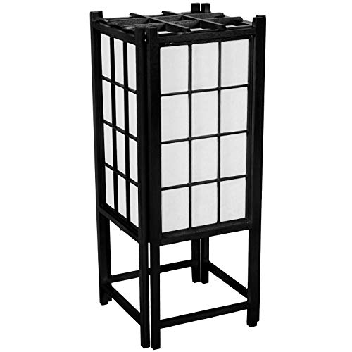Image of Red Lantern 18 inch Window Pane Shoji Lamp, Black