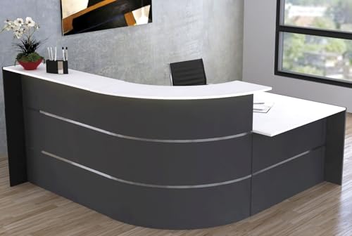 Bari kleine L-Theke für Büro & Praxis/mit Beratungsplatz/Anthrazit