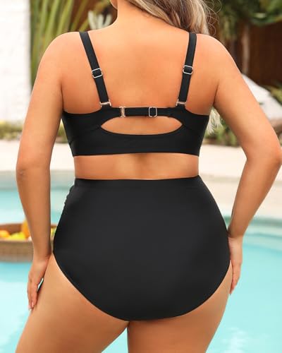 Daci Women's Plus Size Bikini Sets - High Waisted Two-Piece Swimsuits with Tummy Control2