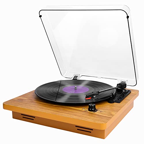 VIFLYKOO Platine Vinyle Bluetooth, Tourne Disque Vinyle avec 2 Haut-Parleurs Stéréo, 3 Vitesses, 33/45/78 u/Min, Prend en Charge Prise Casque/Entrée USB/AUX, Sortie RCA/MP3 Cover