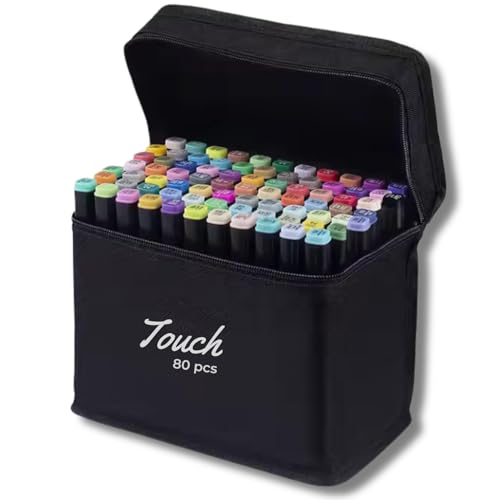 Estojo de Canetas Permanentes Touch, Marcador Ponta Dupla, Canetinhas para Colorir Desenhos, Lettering, Sketch (80)