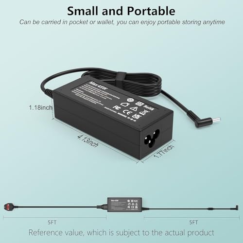 45W HP Laptop Charger 4.5mm*3mm AC Adapter for HP Stream 11 13 14 Pavilion X360 Elitebook Folio Spectre X360 HP Pavilion Touchsmart Spectre Ultrabook power cord 19.5V 2.31A - Image 3