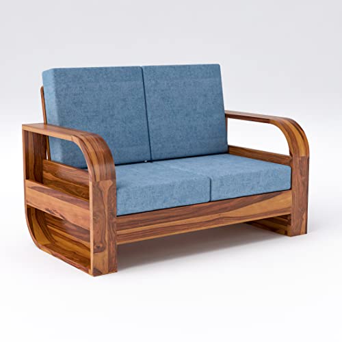 Image of Douceur Furnitures Solid Sheesham Wood 2 Seater Sofas | Two Seater Sofa for Living Room, Cafe, Office | (Design-6)