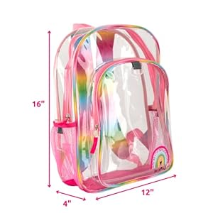 CLUB LIBBY LU Rainbow Clear Backpack for School, 16 inch Stadium Approved Transparent Bag with Matching “Be Kind” Pencil Pouch, 3 Piece Set CLUB LIBBY LU Rainbow Clear Backpack for School 16 inch Stadium Approved Transparent Bag with Matching Be Kind Pencil Pouch 3 Piece Set