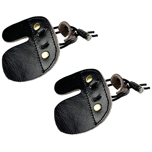 Miokun 2 Pack Leather Archery Finger Tabs, Adjustable Finger Guard Protective Gear,Right Hand #TOP7