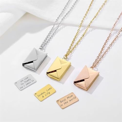 MeiceM Customized Envelope Necklace,Best Friend gift,friendship necklace,Secret message pendant,photo locket,Hidden message necklace,engraved pendant Mom's Gift4
