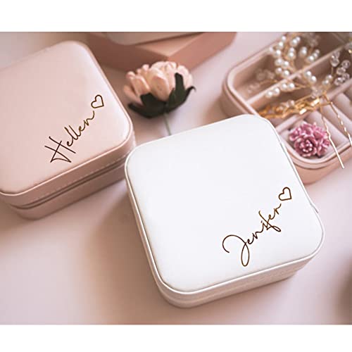 Dayofshe Bridesmaid Proposal Gifts Personalized Travel Jewelry Box Leather Small Jewelry Organizer Ring Case For Wedding Gifts Proposal Set Bachelorette Party Gifts For Bride #TOP3