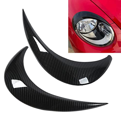 Acouto Headlight Eyebrows For Beetle 2012-2018 2Pcs Car Headlight Eyelid Eyebrow Covers Headlamp Eyebrows Stickers Carbon Fiber Color #TOP2