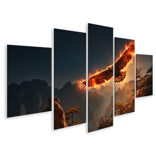 Tableau sur toile Aigle majestueux 5 pièces décoration salon islandburner