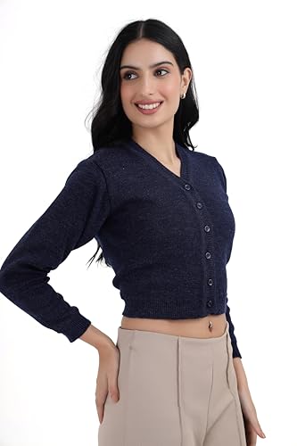 Image of Women Winter Wear V-Neck Full Sleeves Regular Fit Woollen Blouse