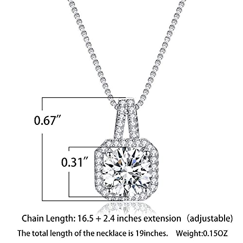 Bamos Cubic Zirconia Necklaces, Dainty Diamond Pendant Necklace For Women Teen Girls, 14K White Gold Plated 16.5 Inch-18 Inch thumb #6