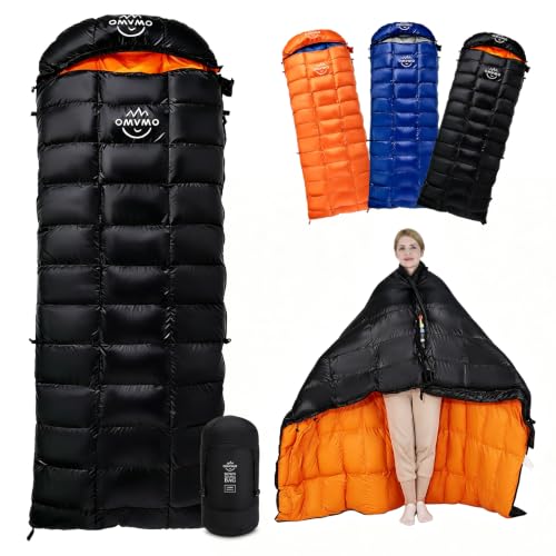 OMVMO Rectangular Down Sleeping Bag for Adults Camping Backpacking 0&deg;F