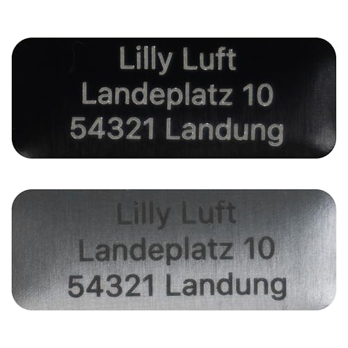 Flying-Drone – Placa identificativa para drones de 20 x 8 mm para DJI Neo y otros modelos | E-ID y texto libre (por ejemplo, dirección) grabable | Cumple con la EASA | aluminio en negro o plata