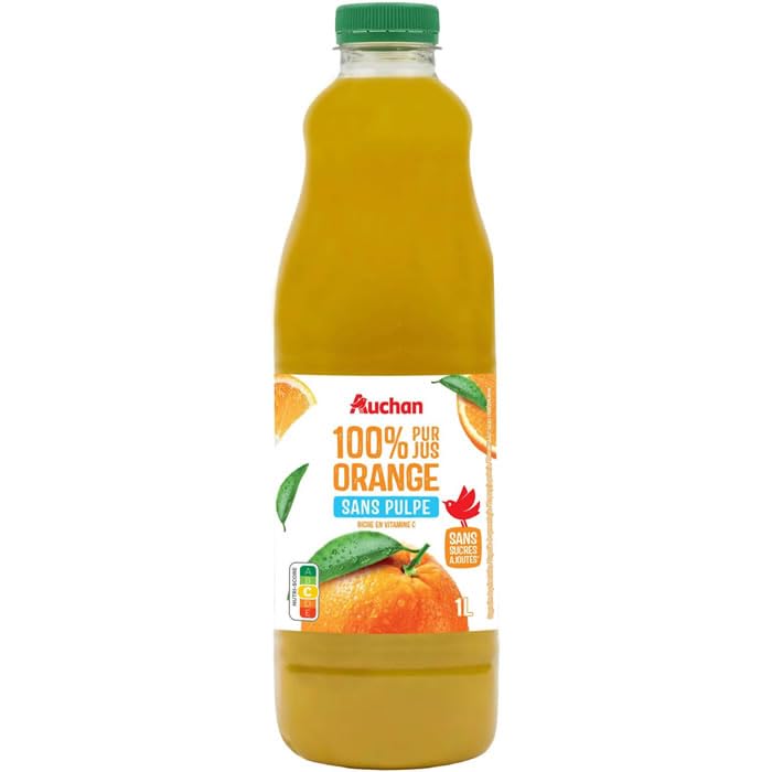 AUCHAN Pur jus d'orange sans pulpe 1 L