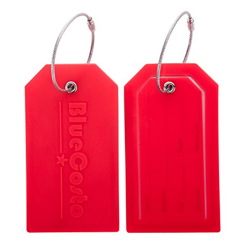 Preisvergleich Produktbild Hibate 2 Stück Rot Flexibel Silikon Kofferanhänger Gepäckanhänger Koffer Luggage Tags