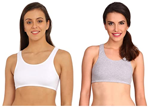 Image of Jockey Women's 1582 Super Combed Regular Cotton Elastane Stretch Slip On Crop Top With Stay Fresh Treatment Bra